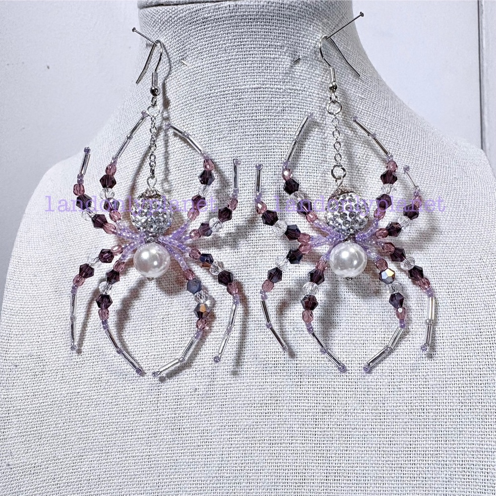🌹HP🌹LAST 1– NEW Rhinestone Diamond & Amethyst Party Spider Drop Earring